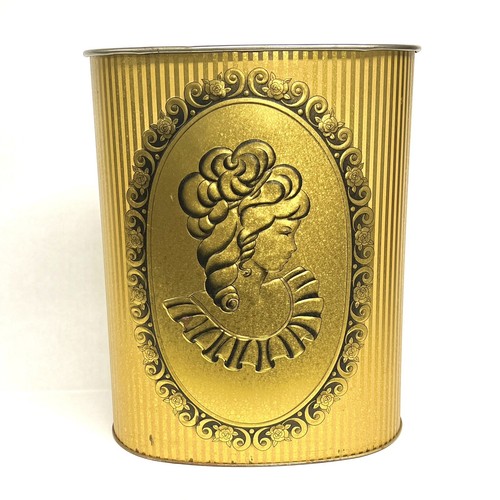 Vintage tin trash can - trash, waste