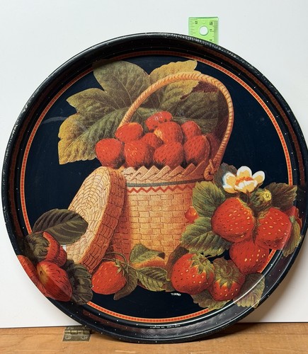 Vintage strawberry tin serving - tin,