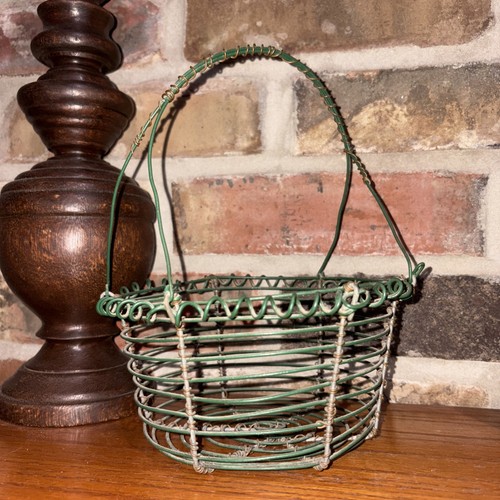 Egg green coiled wire basket - coiled,